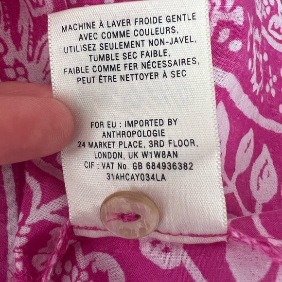 NWT Anthropologie Meadow Rue Pink Anila Shirtdress Drawstring Waist - Picture 7 of 7